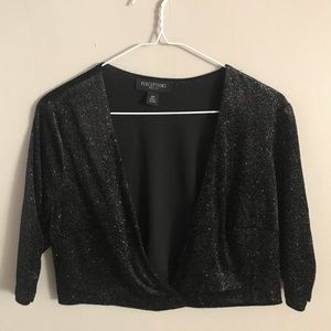 Perceptions black glitter bolero dress jacket 6p
